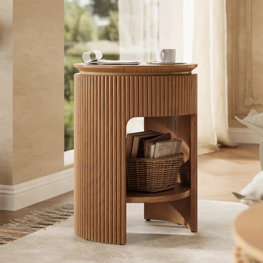 Silva-18" Mid-Century Modern Storage Side Table