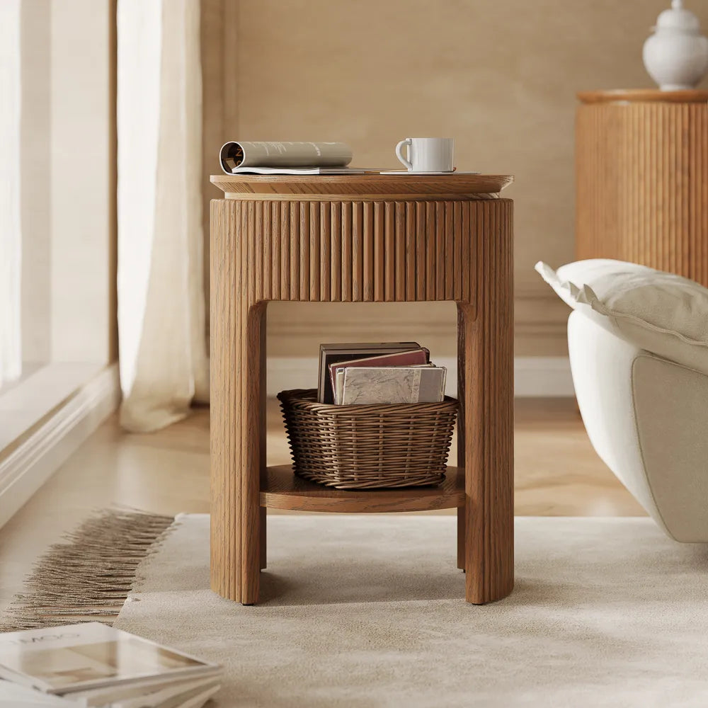 Silva-18" Mid-Century Modern Storage Side Table