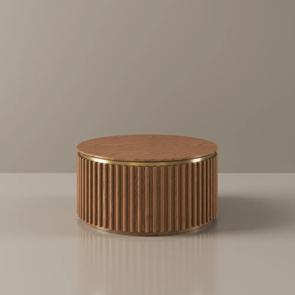 Silva-32" Round Fluted Coffee Table with Storage
