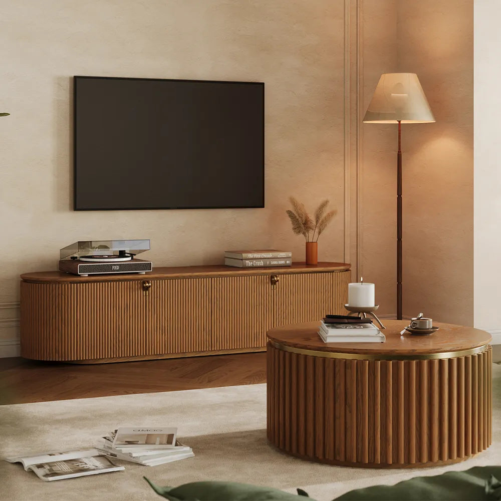 Silva-79" Mid-Century Modern Fluted TV Stand