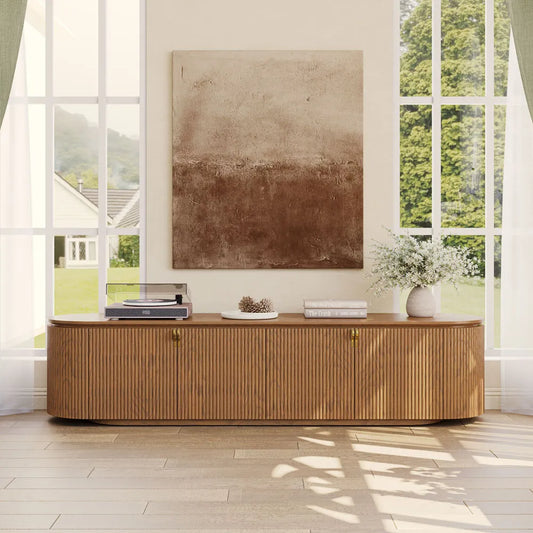 Silva-79" Mid-Century Modern Fluted TV Stand