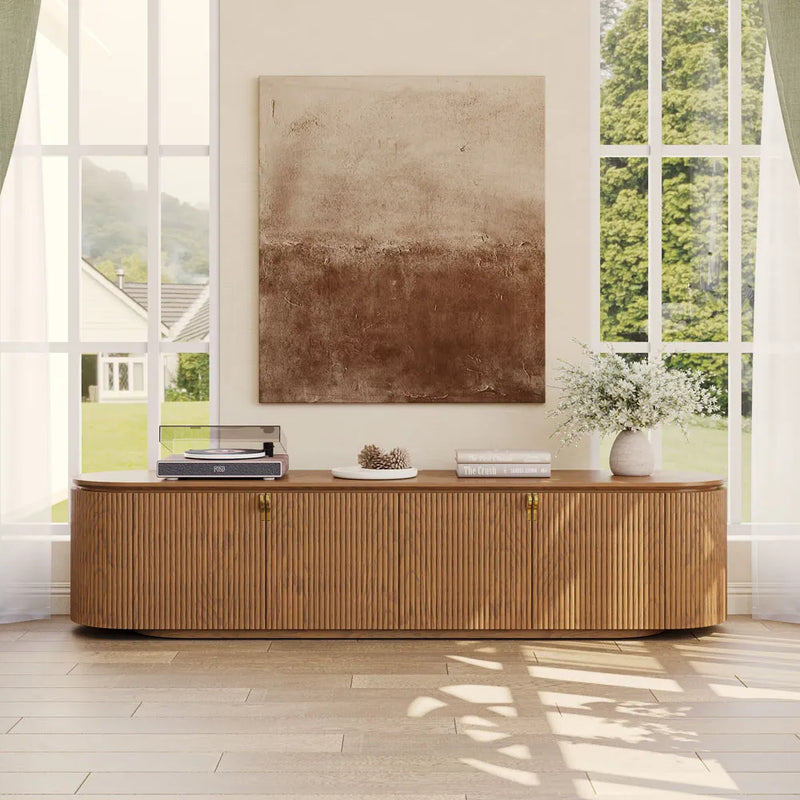 Silva-79" Mid-Century Modern Fluted TV Stand