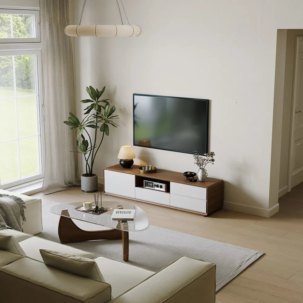 Modern Wood White TV Stand