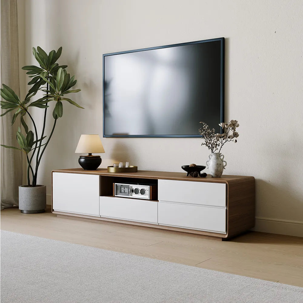Modern Wood White TV Stand