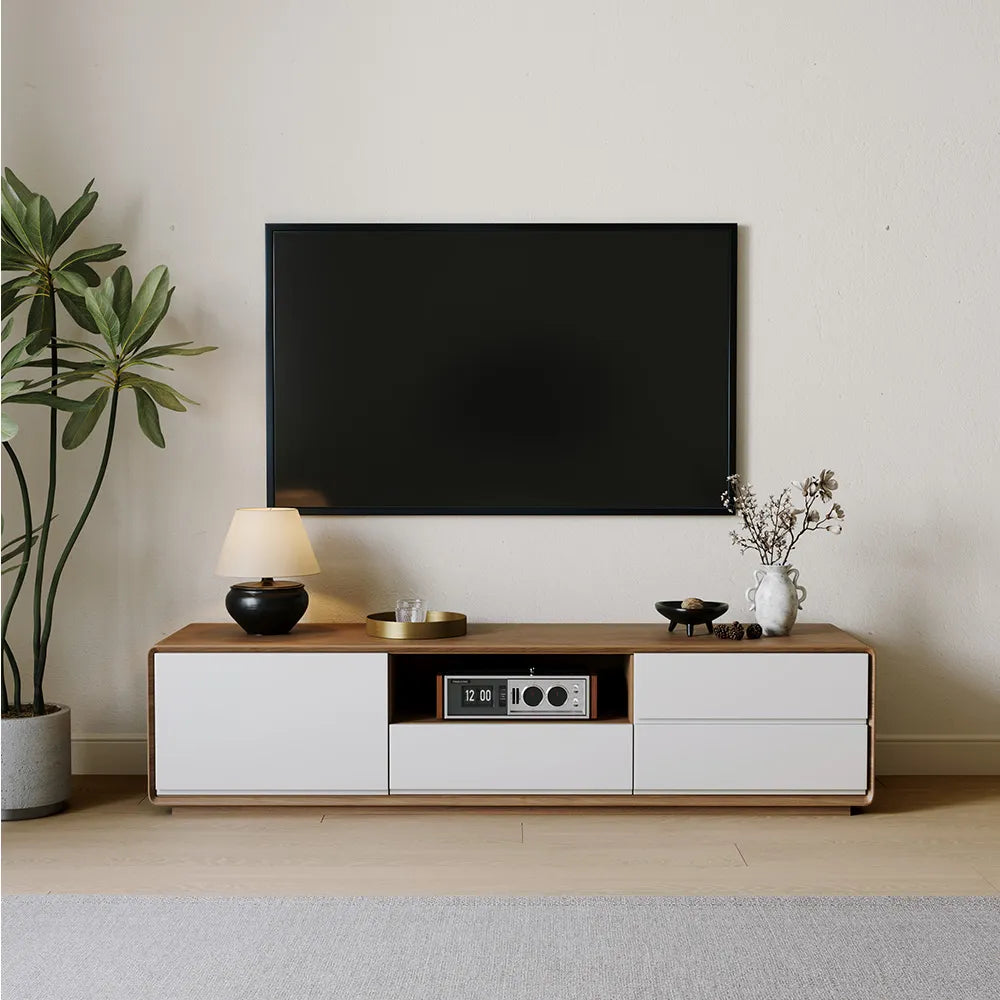 Modern Wood White TV Stand