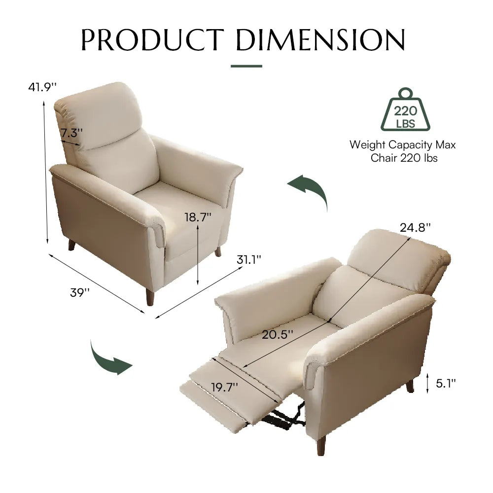 Fauteuil inclinable ergonomique de 33,07 pouces avec dossier en similicuir 