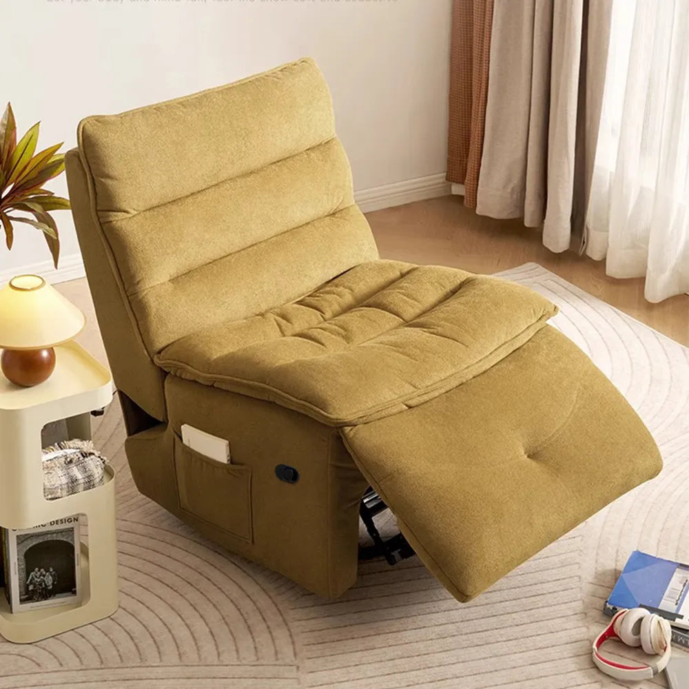 32.3''Modern Beige Armless Swivel Rocking Recliner – Manual Sofa Chair & Single Sofa