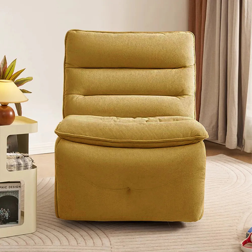 32.3''Modern Beige Armless Swivel Rocking Recliner – Manual Sofa Chair & Single Sofa