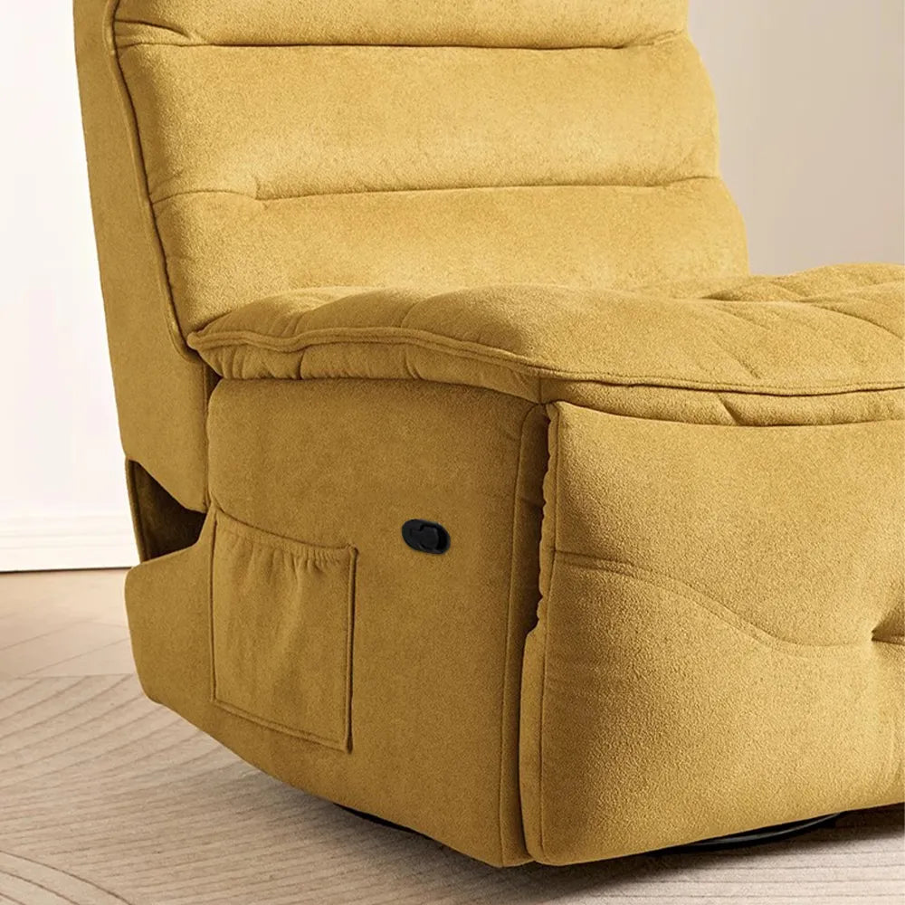 32.3''Modern Beige Armless Swivel Rocking Recliner – Manual Sofa Chair & Single Sofa