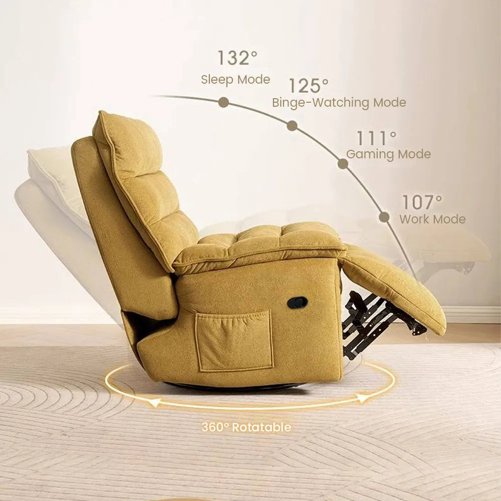 32.3''Modern Beige Armless Swivel Rocking Recliner – Manual Sofa Chair & Single Sofa