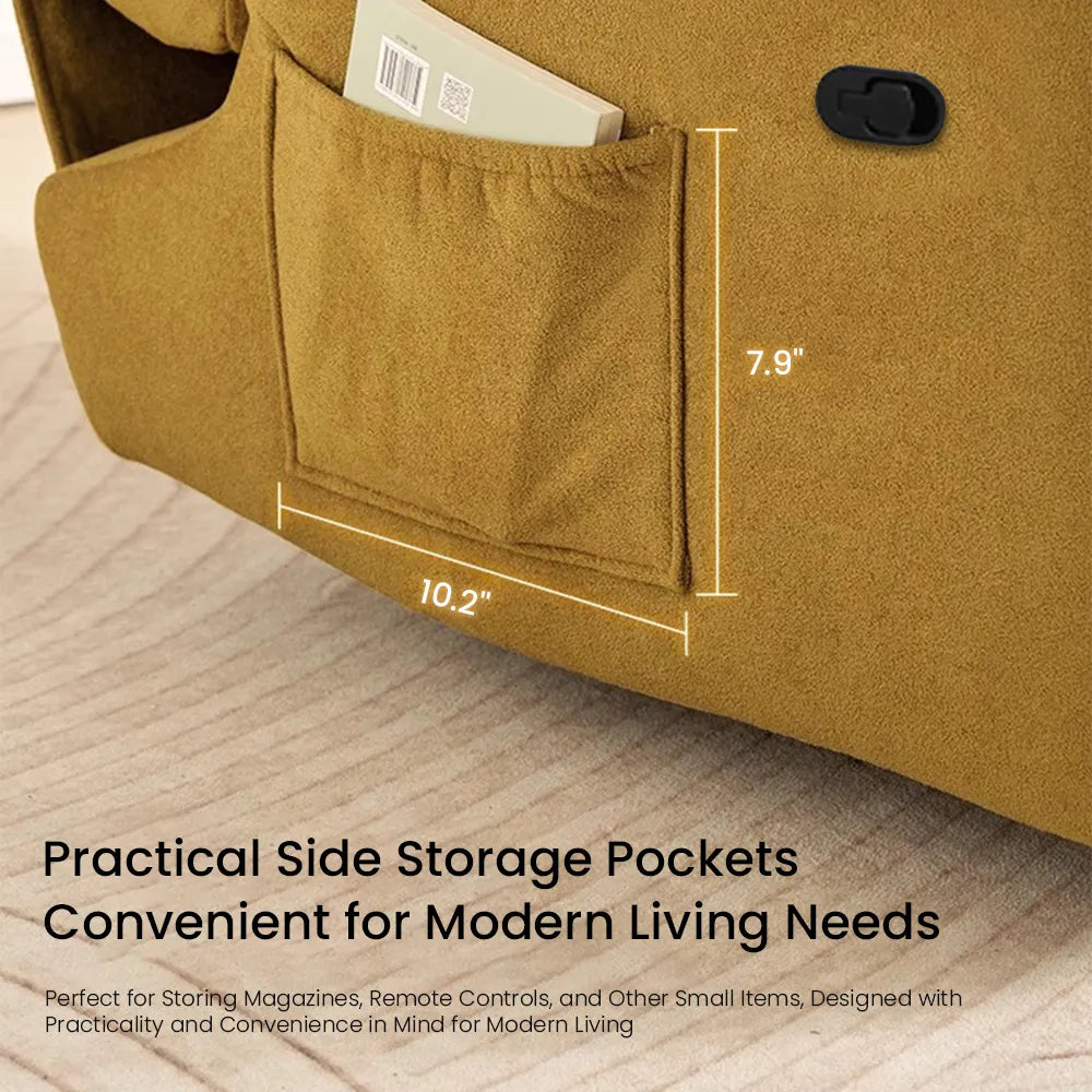 32.3''Modern Beige Armless Swivel Rocking Recliner – Manual Sofa Chair & Single Sofa