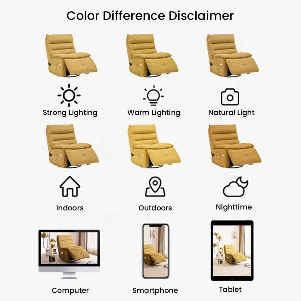 32.3''Modern Beige Armless Swivel Rocking Recliner – Manual Sofa Chair & Single Sofa