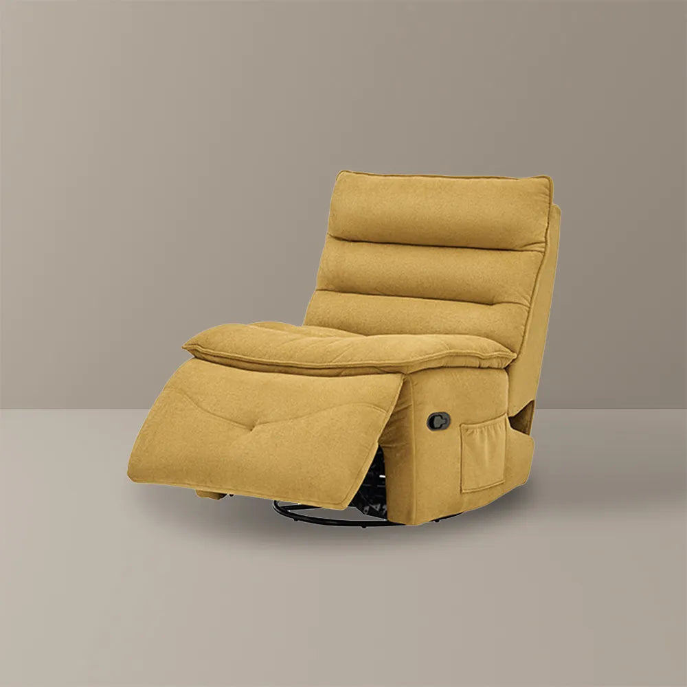 32.3''Modern Beige Armless Swivel Rocking Recliner – Manual Sofa Chair & Single Sofa