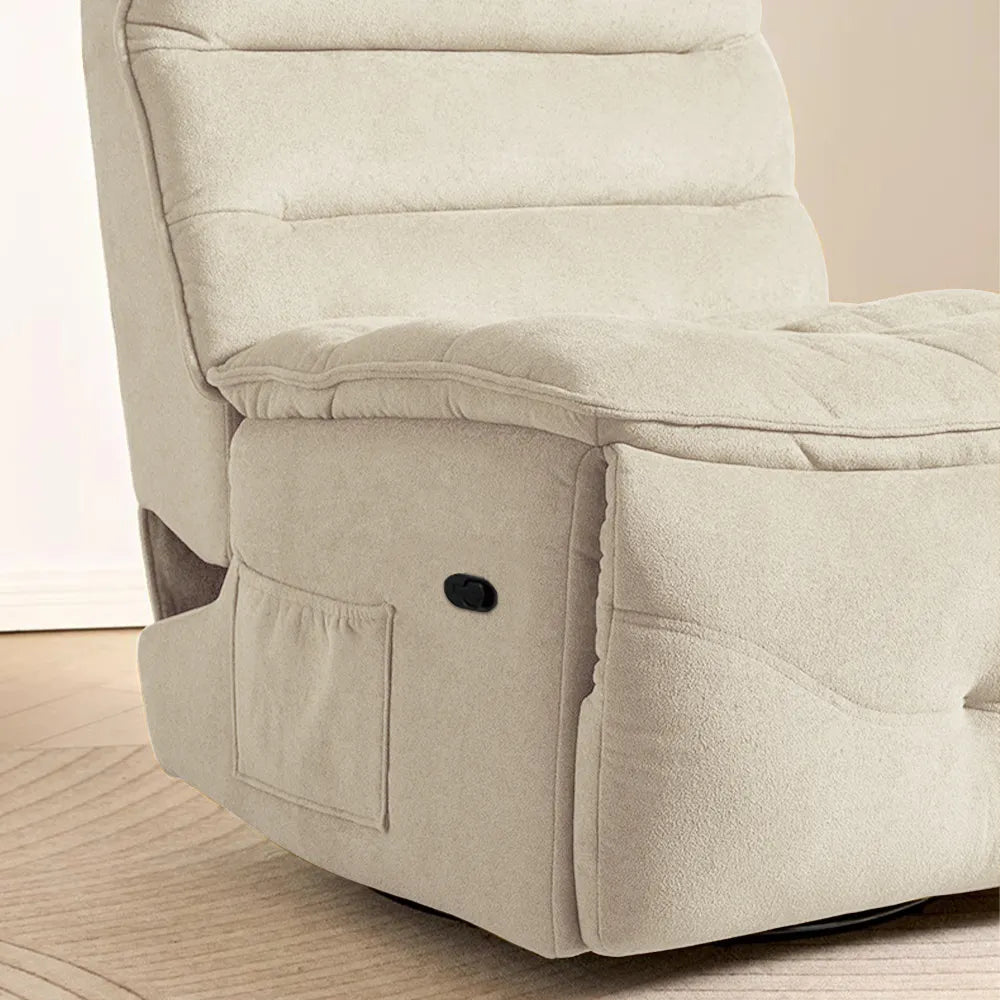 32.3''Modern Beige Armless Swivel Rocking Recliner – Manual Sofa Chair & Single Sofa