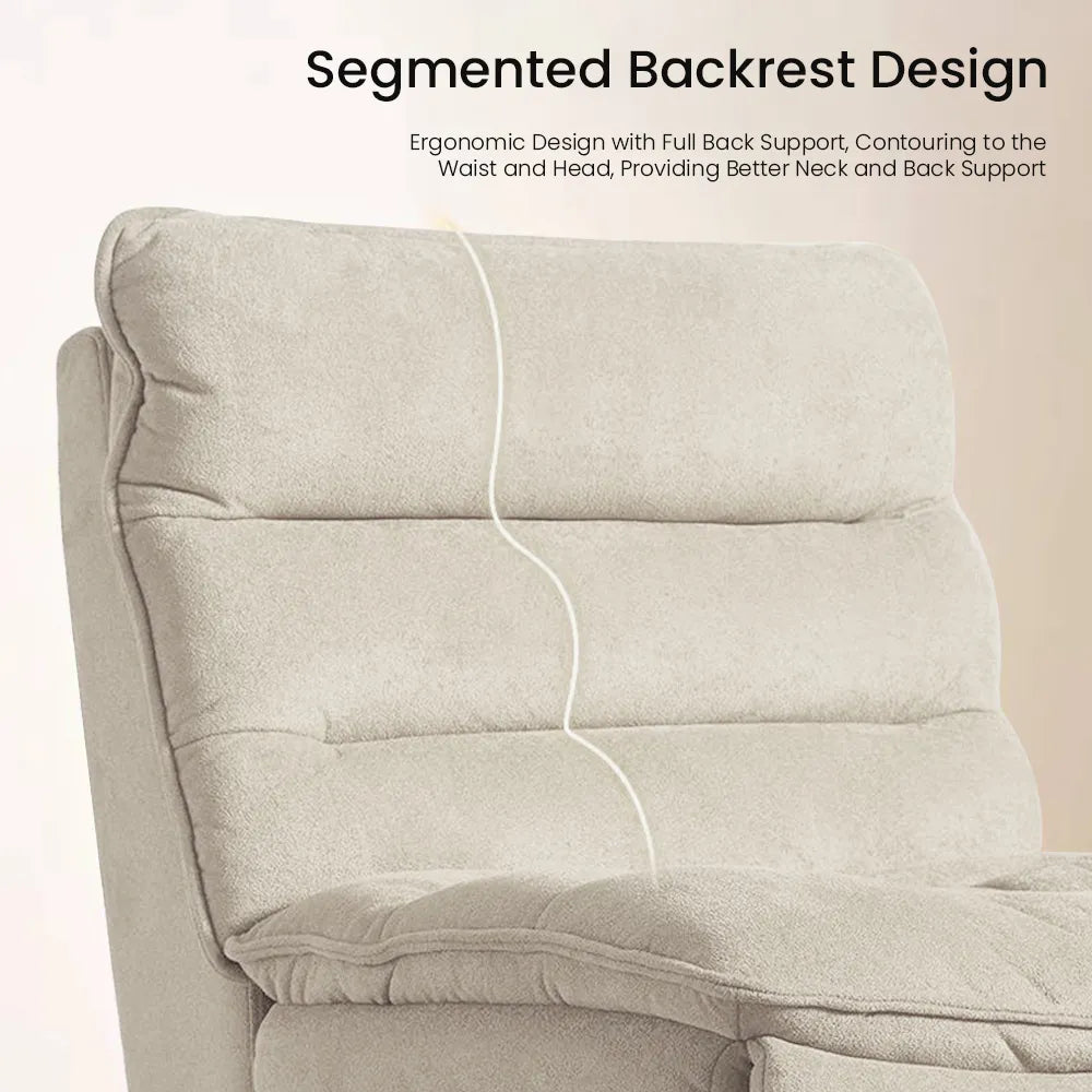 32.3''Modern Beige Armless Swivel Rocking Recliner – Manual Sofa Chair & Single Sofa