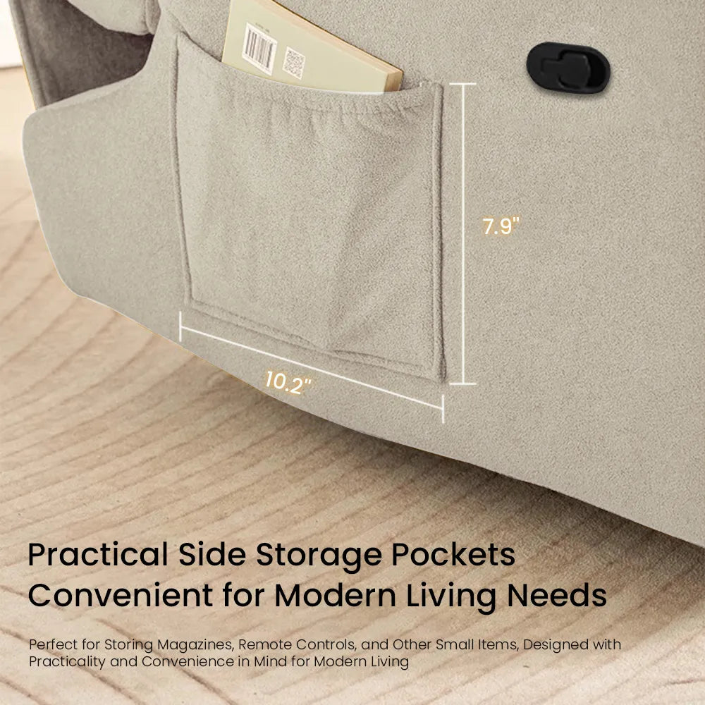 32.3''Modern Beige Armless Swivel Rocking Recliner – Manual Sofa Chair & Single Sofa