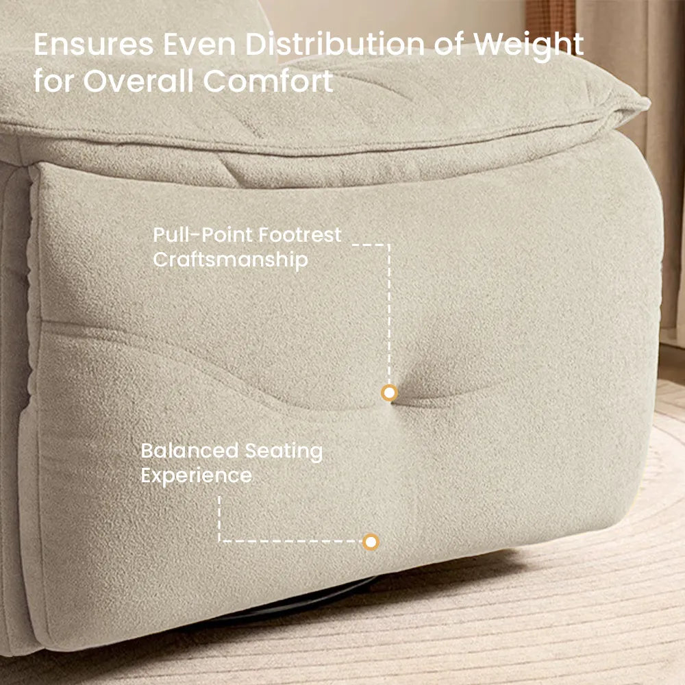 32.3''Modern Beige Armless Swivel Rocking Recliner – Manual Sofa Chair & Single Sofa