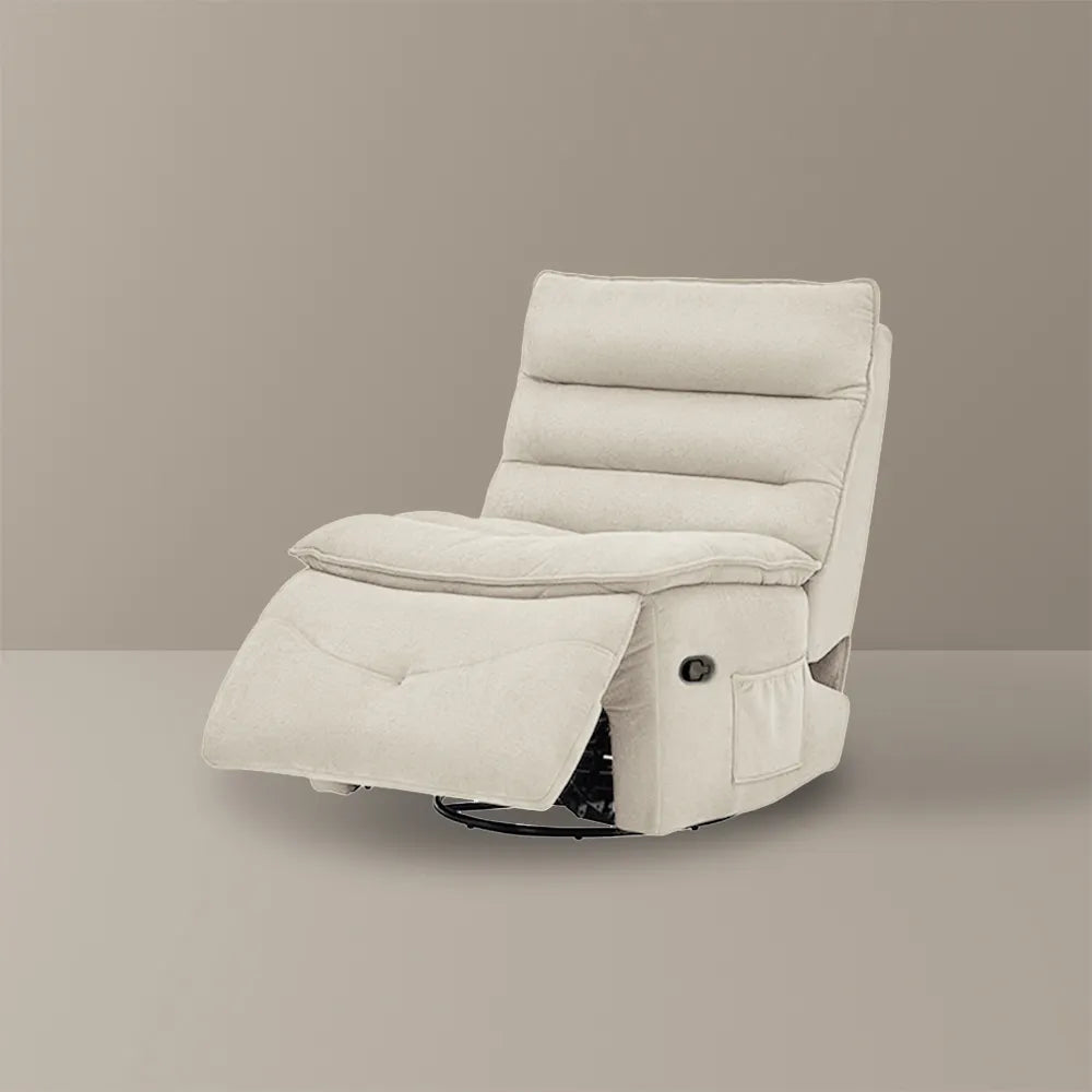 32.3''Modern Beige Armless Swivel Rocking Recliner – Manual Sofa Chair & Single Sofa