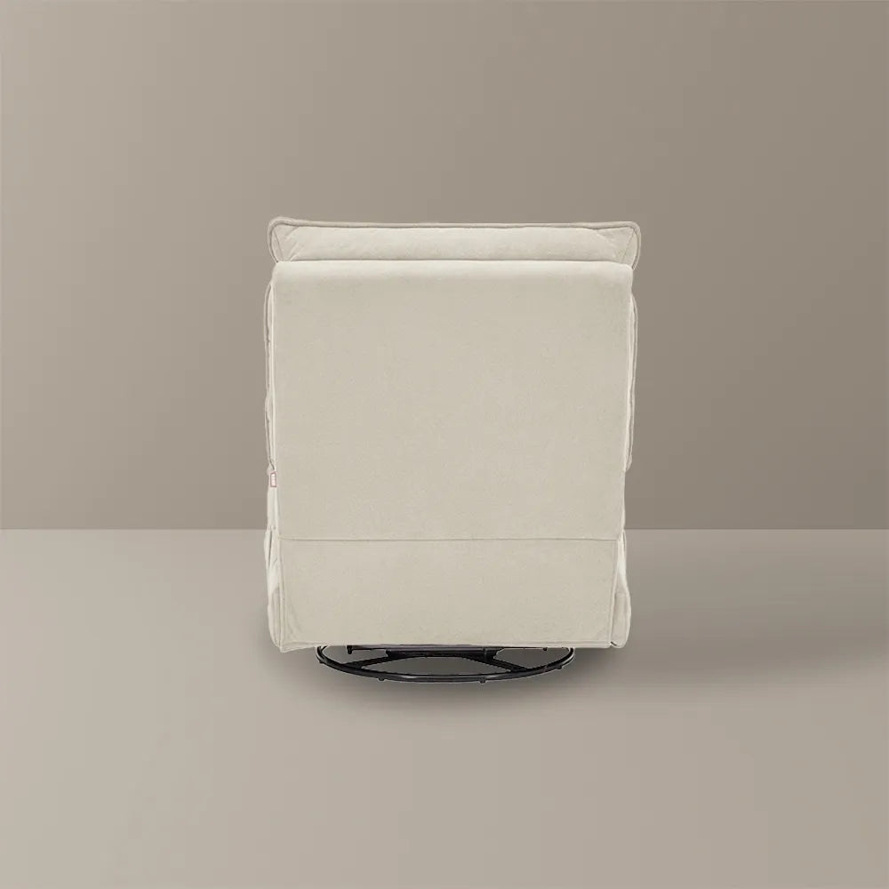 32.3''Modern Beige Armless Swivel Rocking Recliner – Manual Sofa Chair & Single Sofa