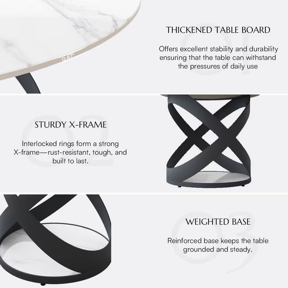 Maxwell-Round Glossy Sintered Stone Dining Table