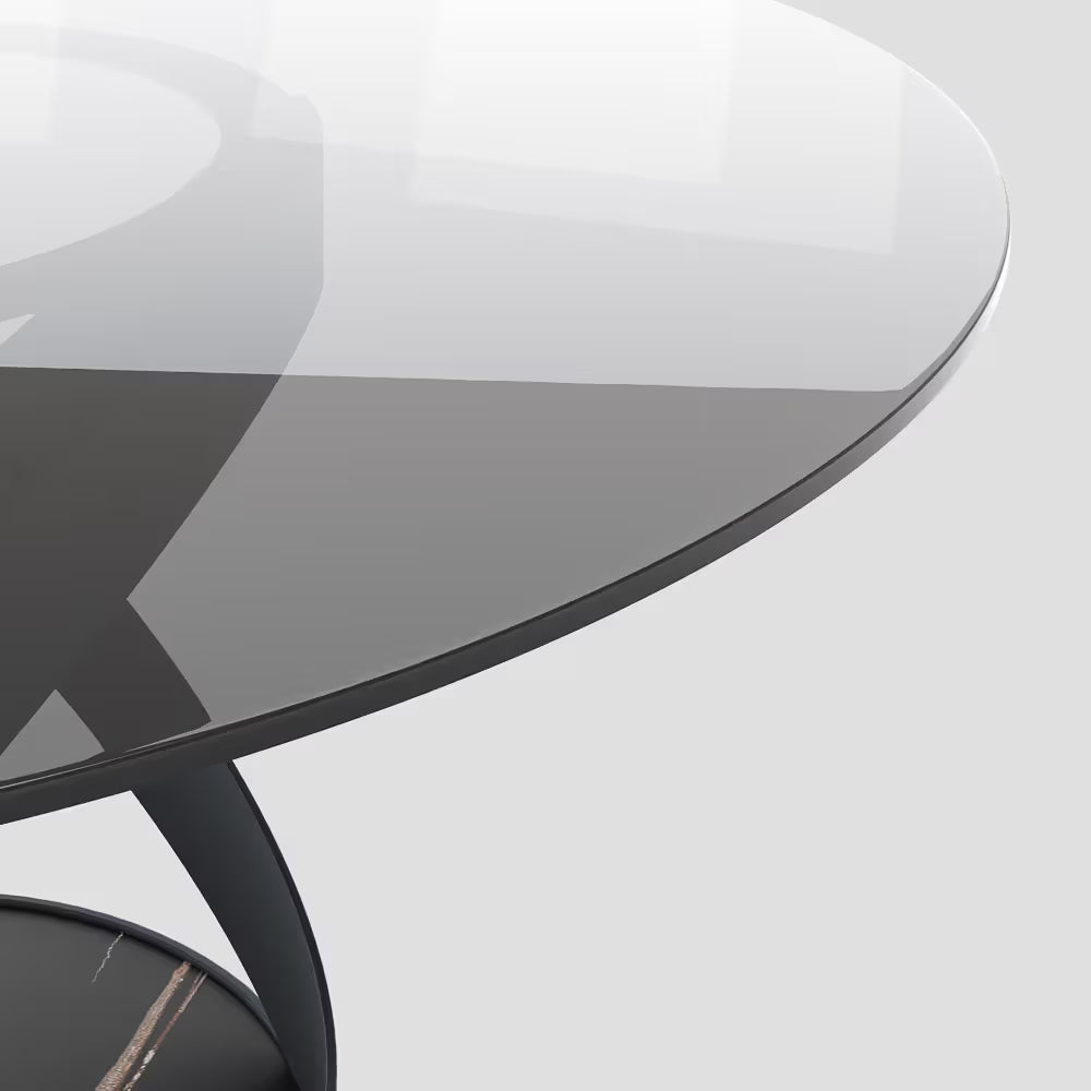 Maxwell-Round Tempered Glass Dining Table
