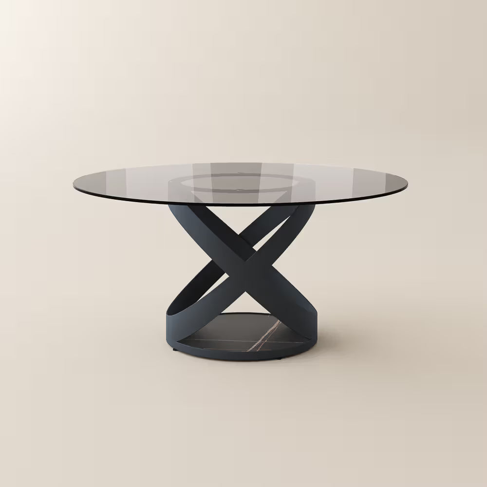 Maxwell-Round Tempered Glass Dining Table