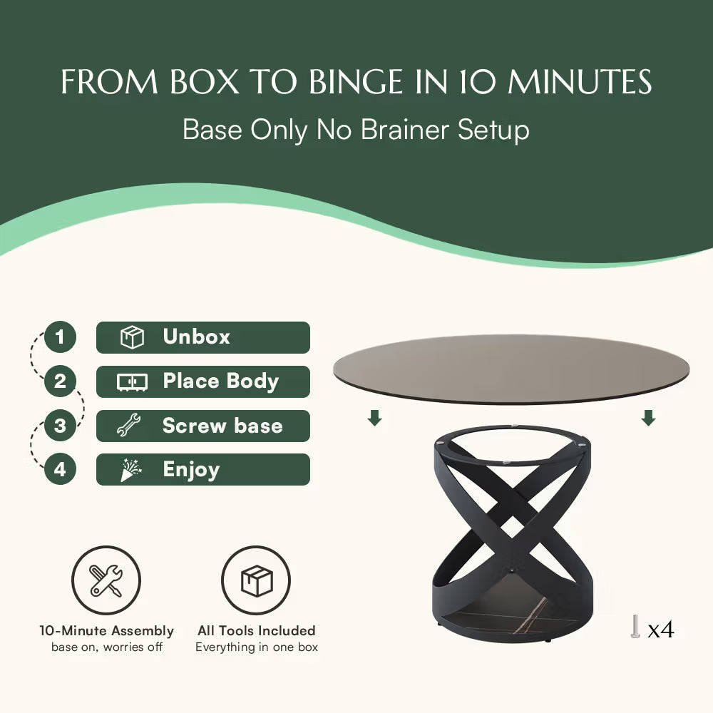 Maxwell-Round Tempered Glass Dining Table