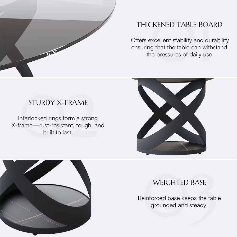Maxwell-Round Tempered Glass Dining Table
