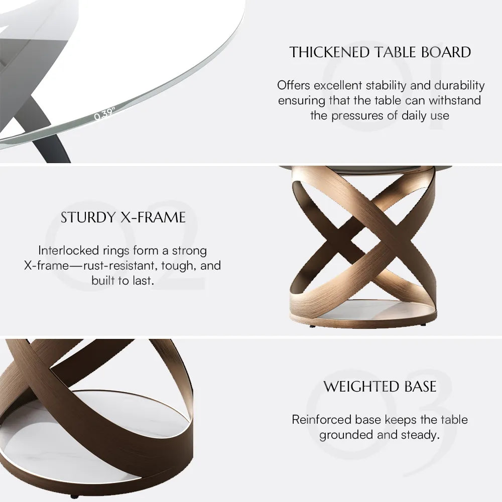 59in Maxwell-Round Tempered Glass Dining Table