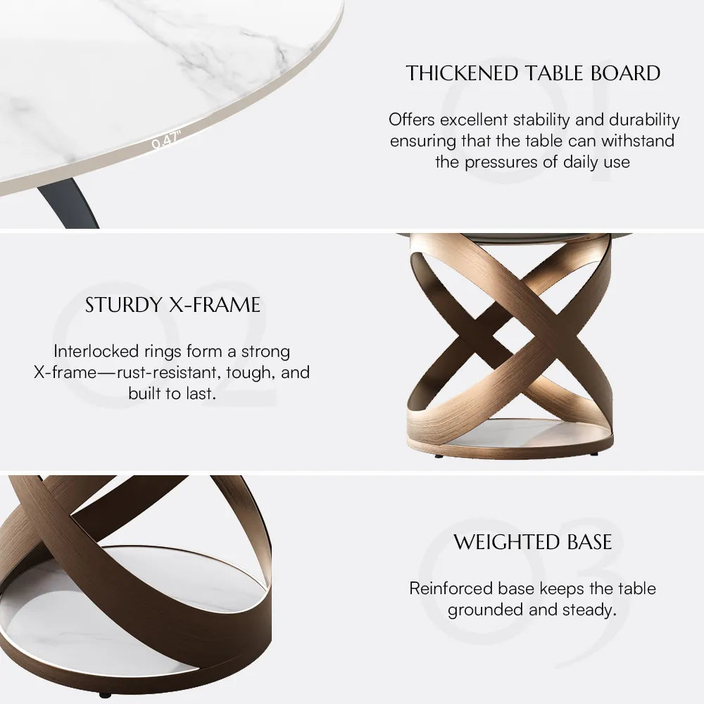 51in Maxwell-Round Glossy Sintered Stone Dining Table