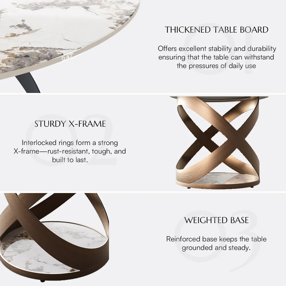 Maxwell-Round Glossy Sintered Stone Dining Table
