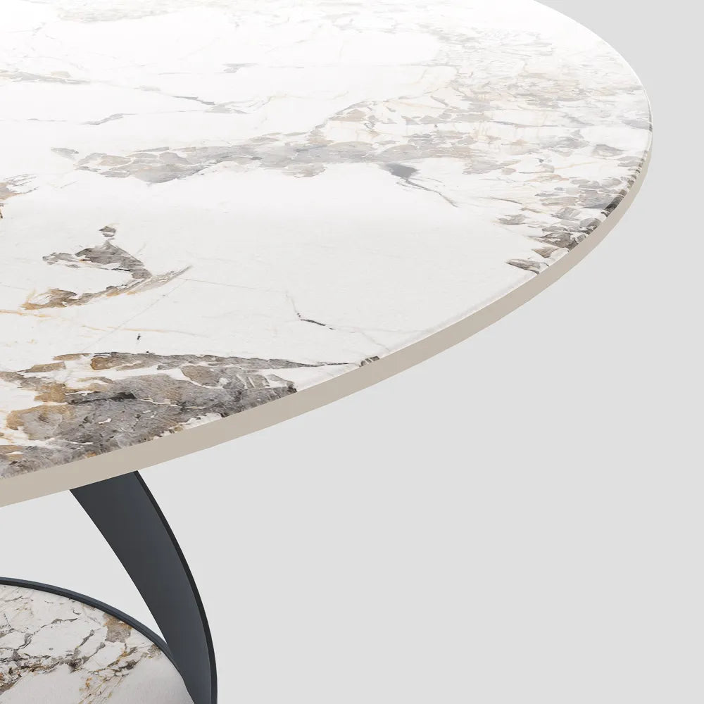 Maxwell-Round Glossy Sintered Stone Dining Table