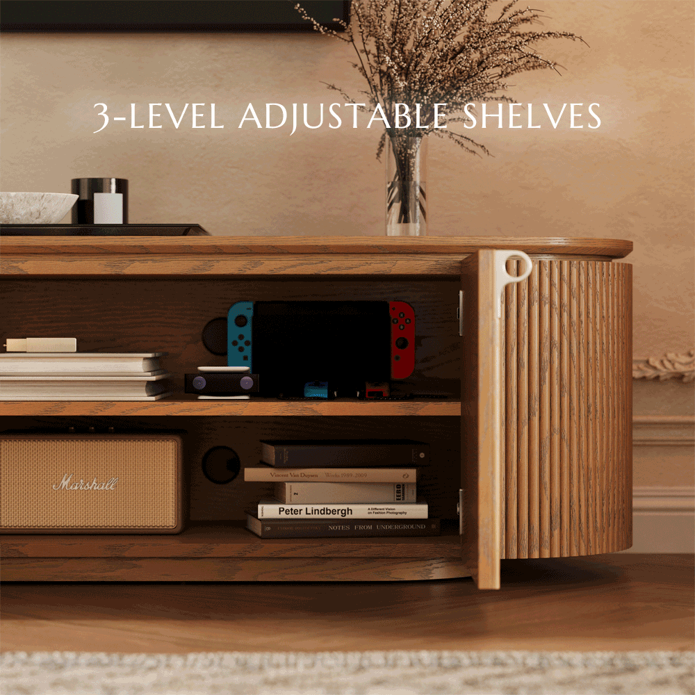 Silva-79" Mid-Century Modern Fluted TV Stand