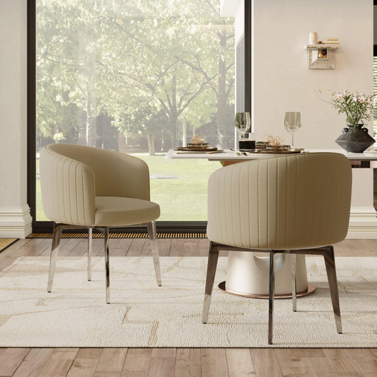 Modern Upholstered Barrel Dining Chairs Set of 2
