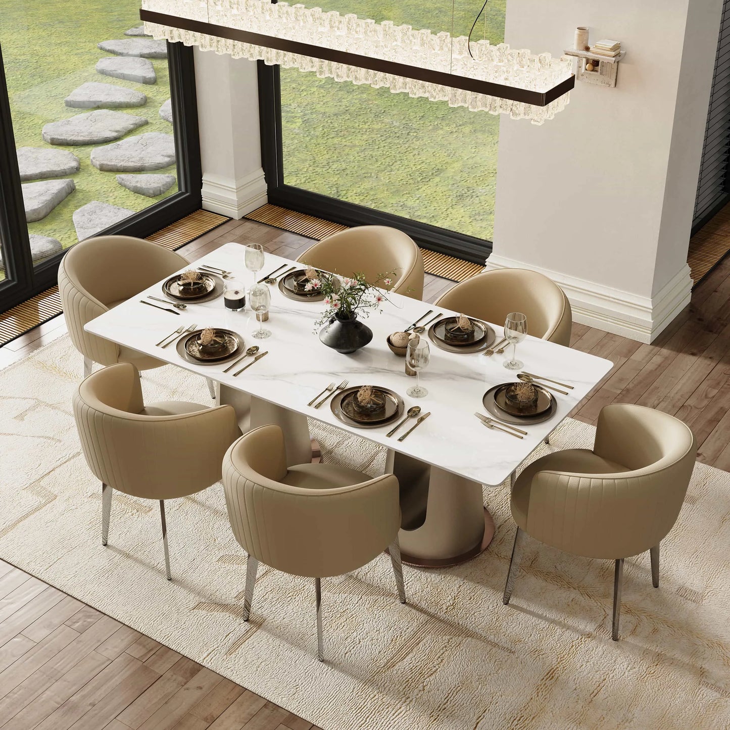 Modern Upholstered Barrel Dining Chairs Set of 2