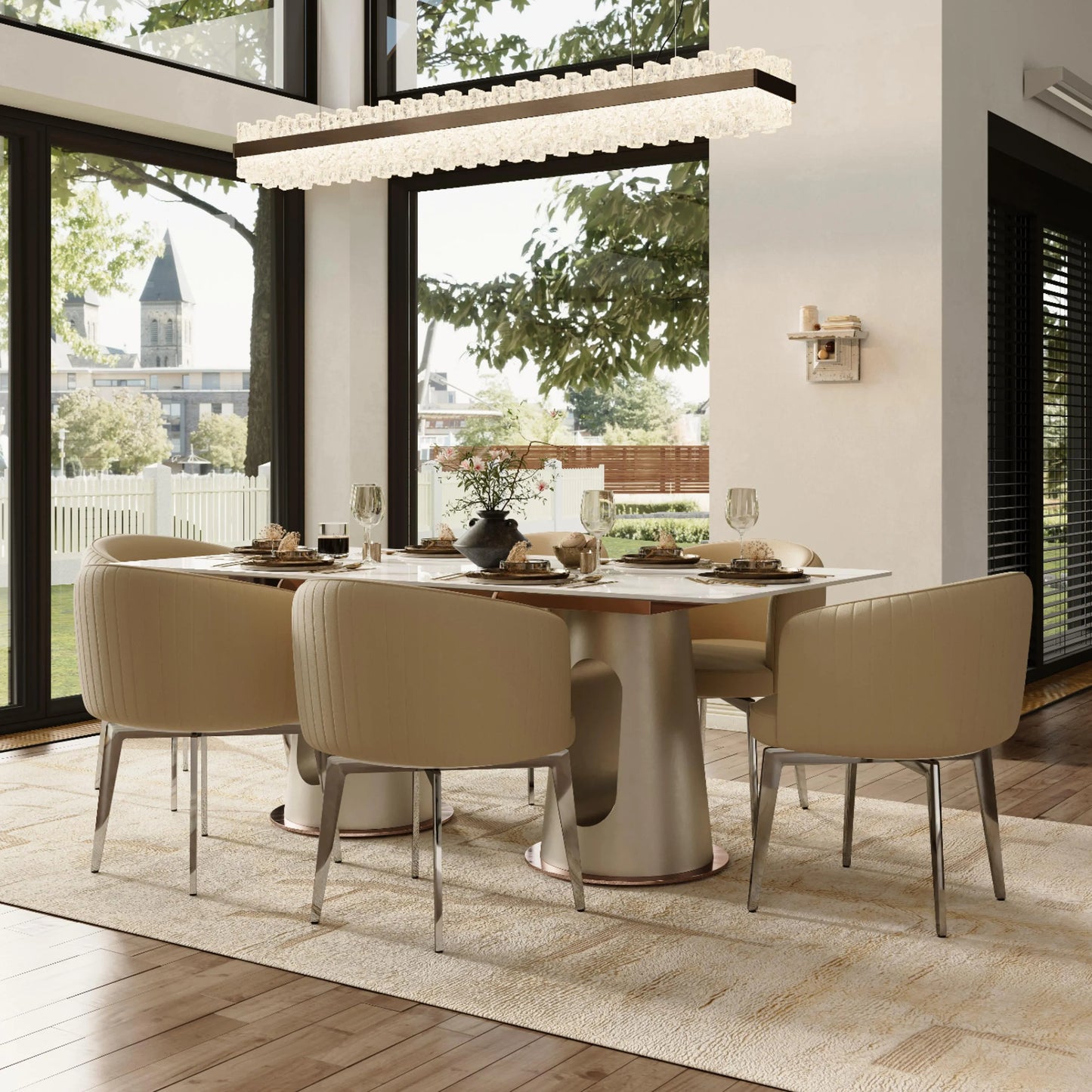 Modern Upholstered Barrel Dining Chairs Set of 2