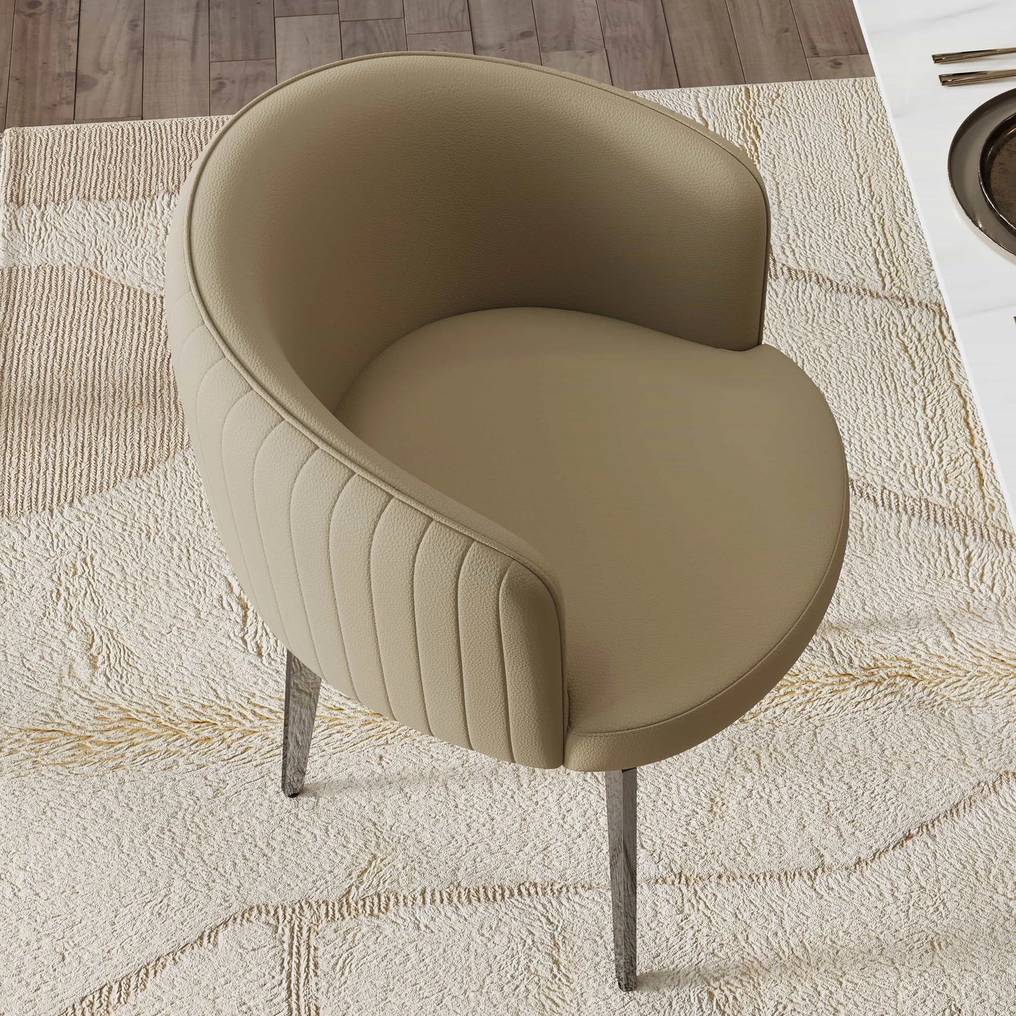 Modern Upholstered Barrel Dining Chairs Set of 2