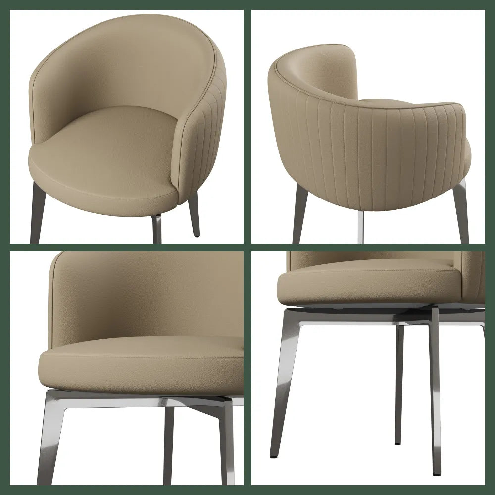 Modern Upholstered Barrel Dining Chairs Set of 2