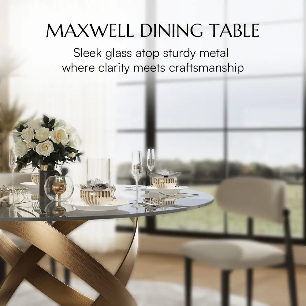 59in Maxwell-Round Tempered Glass Dining Table