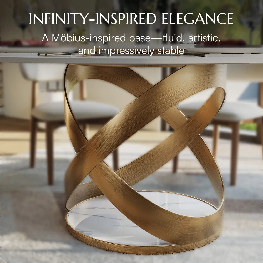 51in Maxwell-Round Glossy Sintered Stone Dining Table