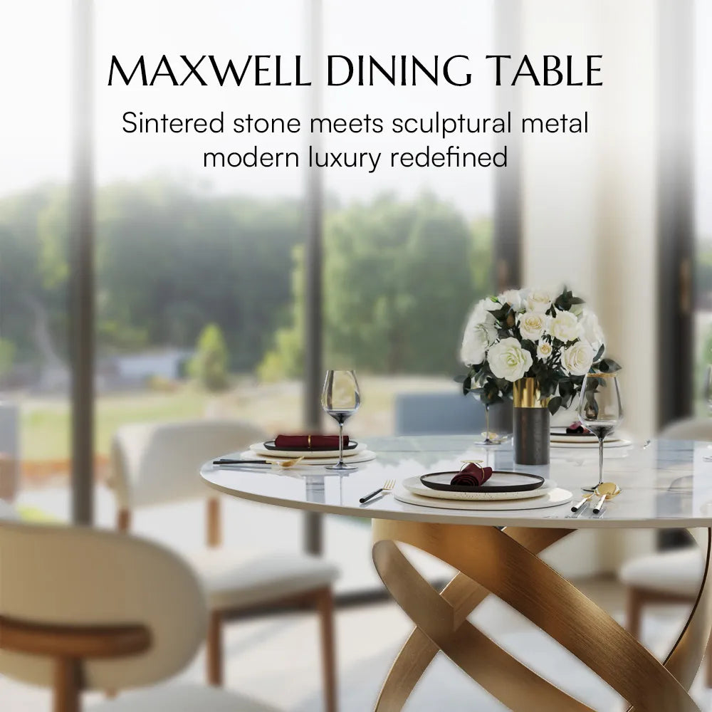 51in Maxwell-Round Glossy Sintered Stone Dining Table