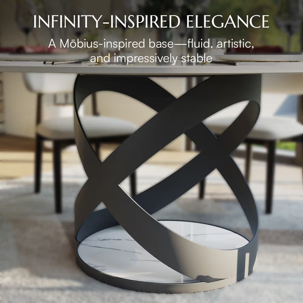 Maxwell-Round Glossy Sintered Stone Dining Table