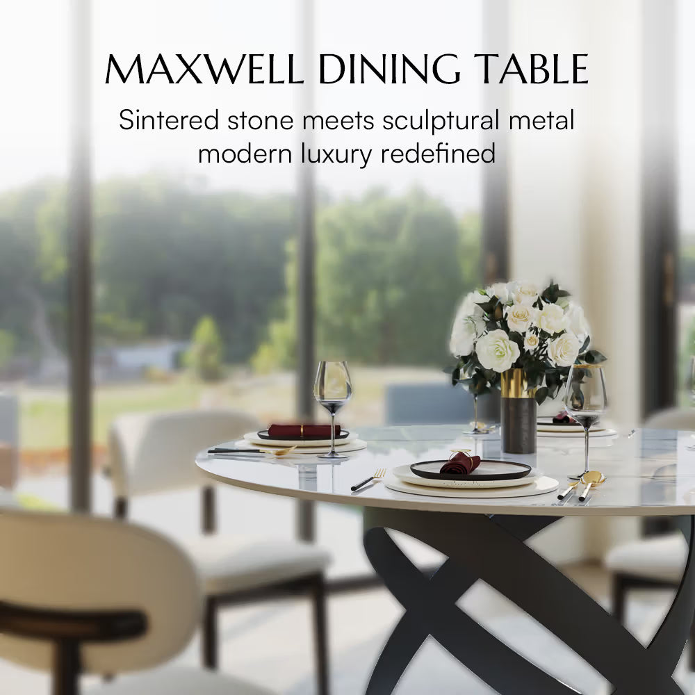 Maxwell-Round Glossy Sintered Stone Dining Table