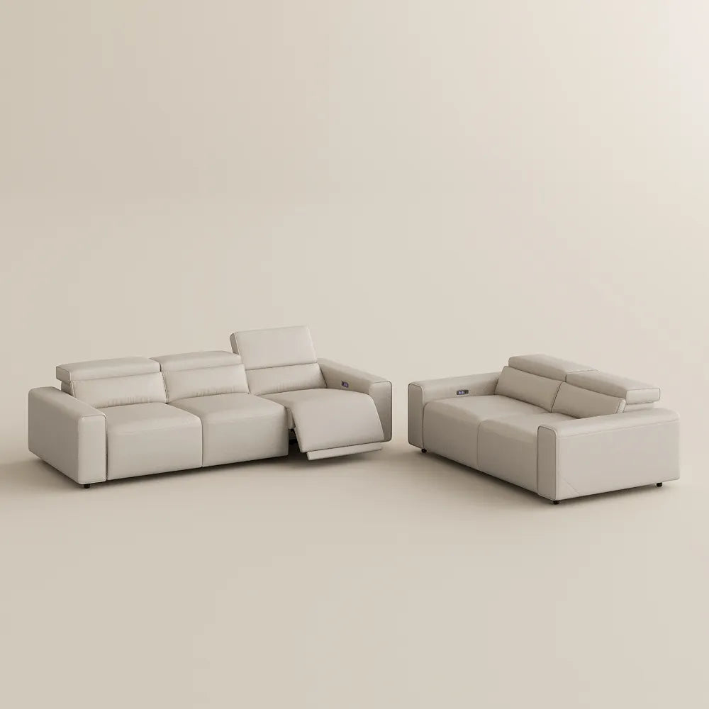 Luxury leather electric modular sofa set