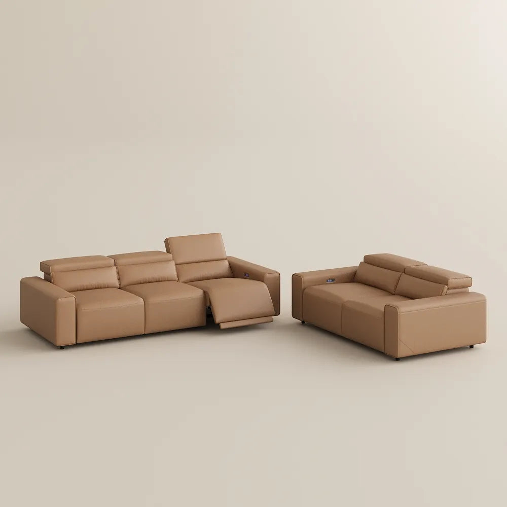 Luxury leather electric modular sofa set