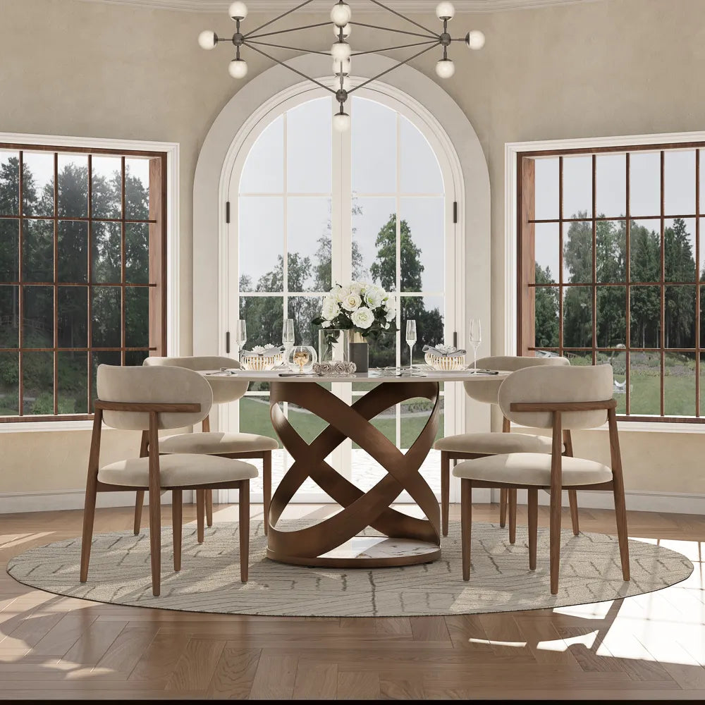Maxwell-Round Glossy Sintered Stone Dining Table