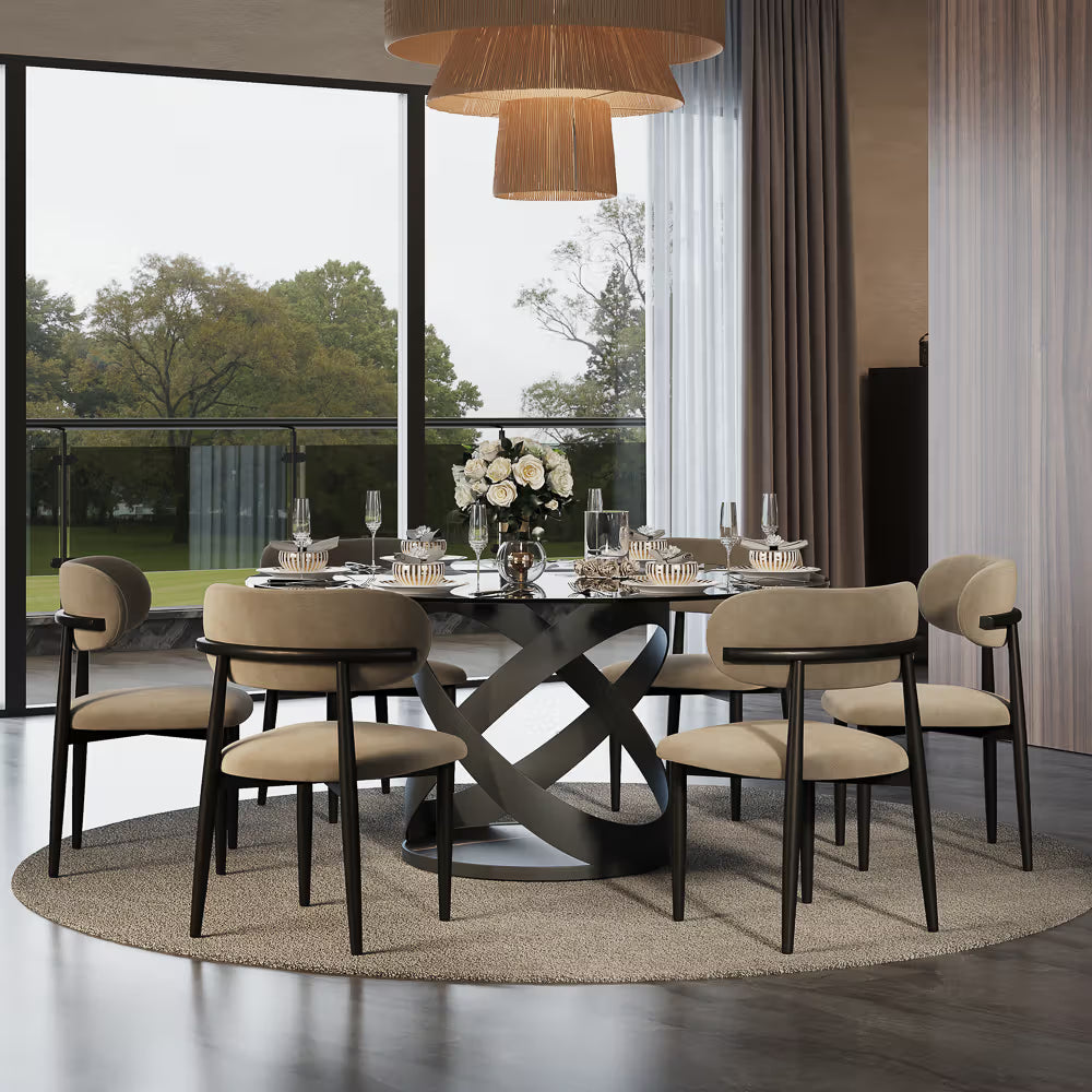 Maxwell-Round Tempered Glass Dining Table