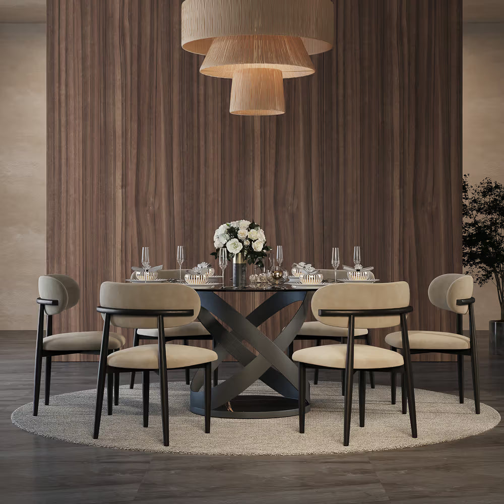 Maxwell-Round Tempered Glass Dining Table