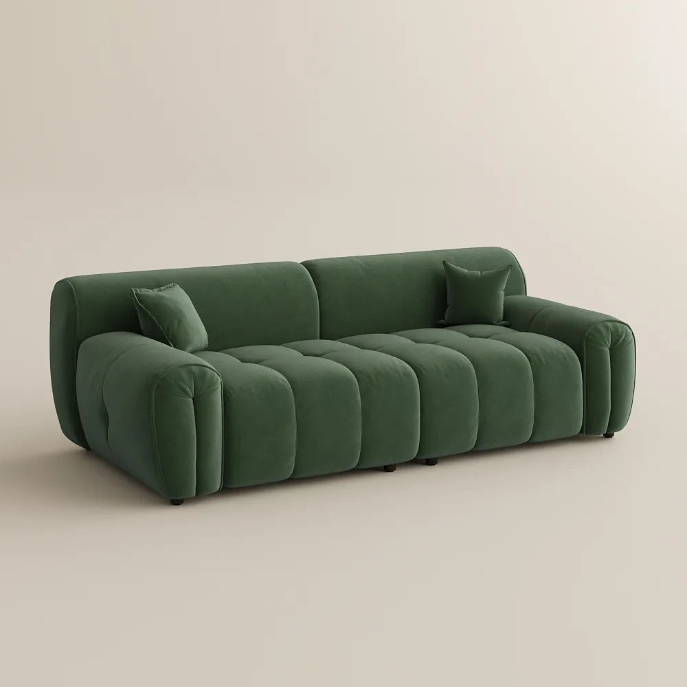 Silva - Green Velvet Tufted Sofa with Deep Depth Seats Living Room