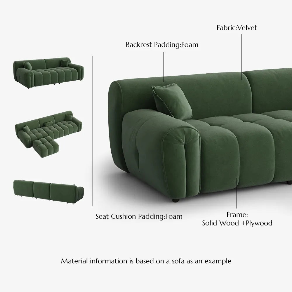 Silva - Green Velvet Tufted Sofa with Deep Depth Seats Living Room